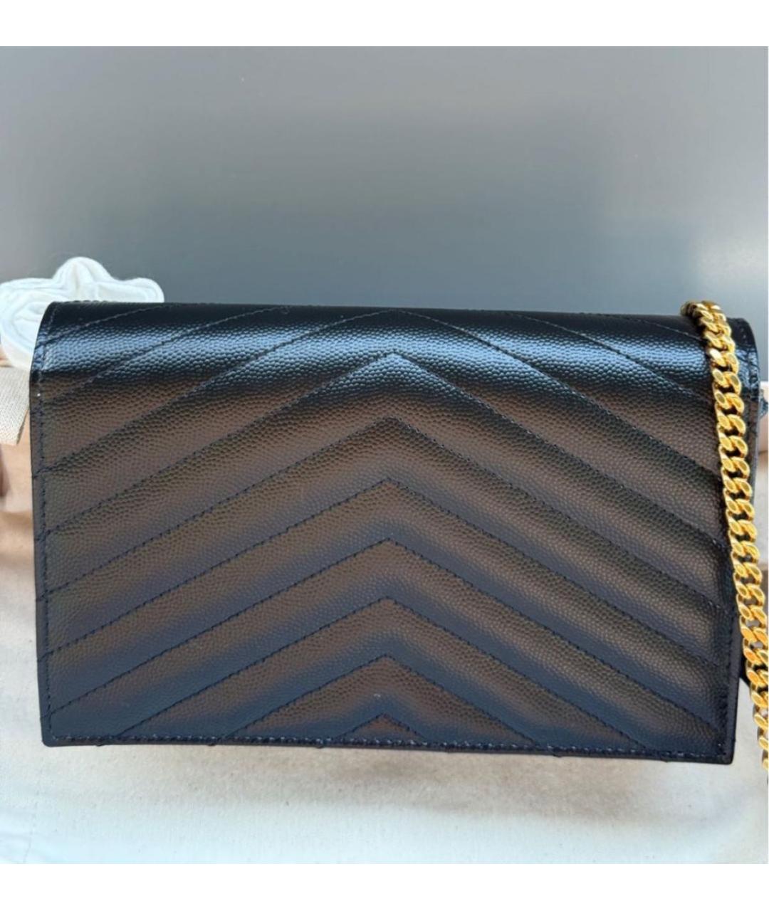 SAINT LAURENT Черная кожаная сумка через плечо, фото 5