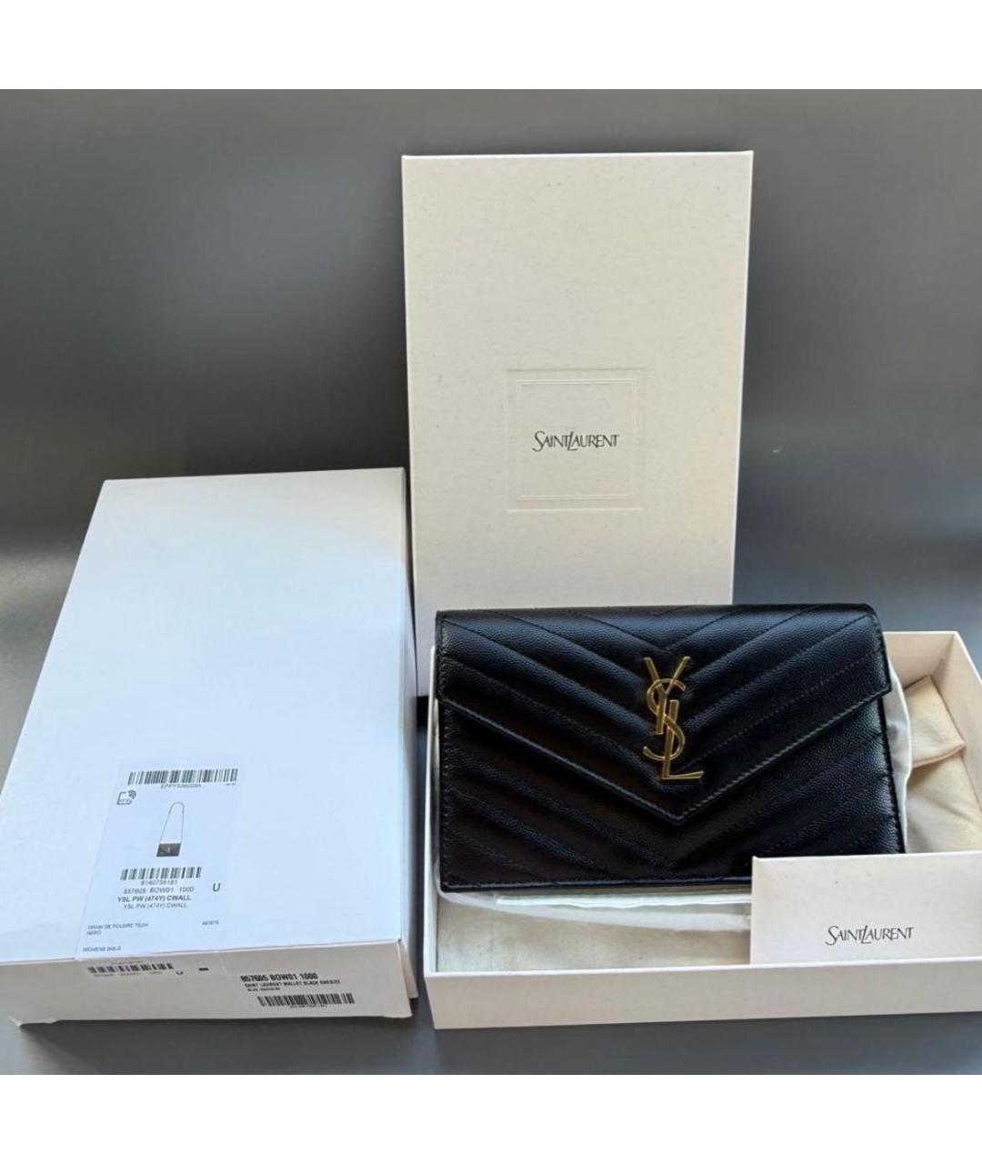 SAINT LAURENT Черная кожаная сумка через плечо, фото 4