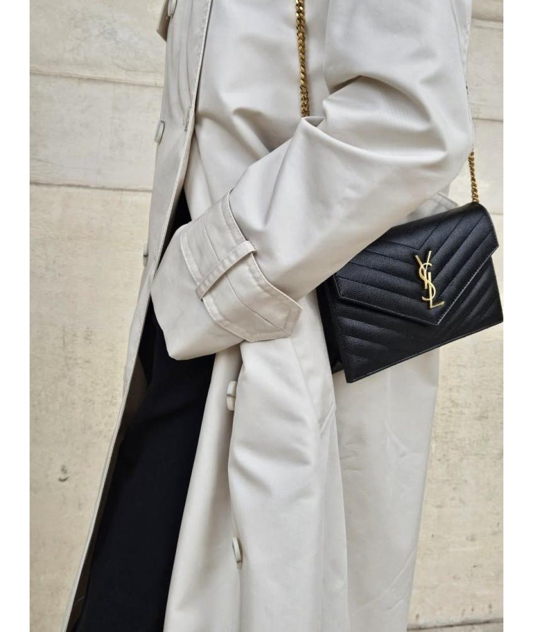 SAINT LAURENT Черная кожаная сумка через плечо, фото 3