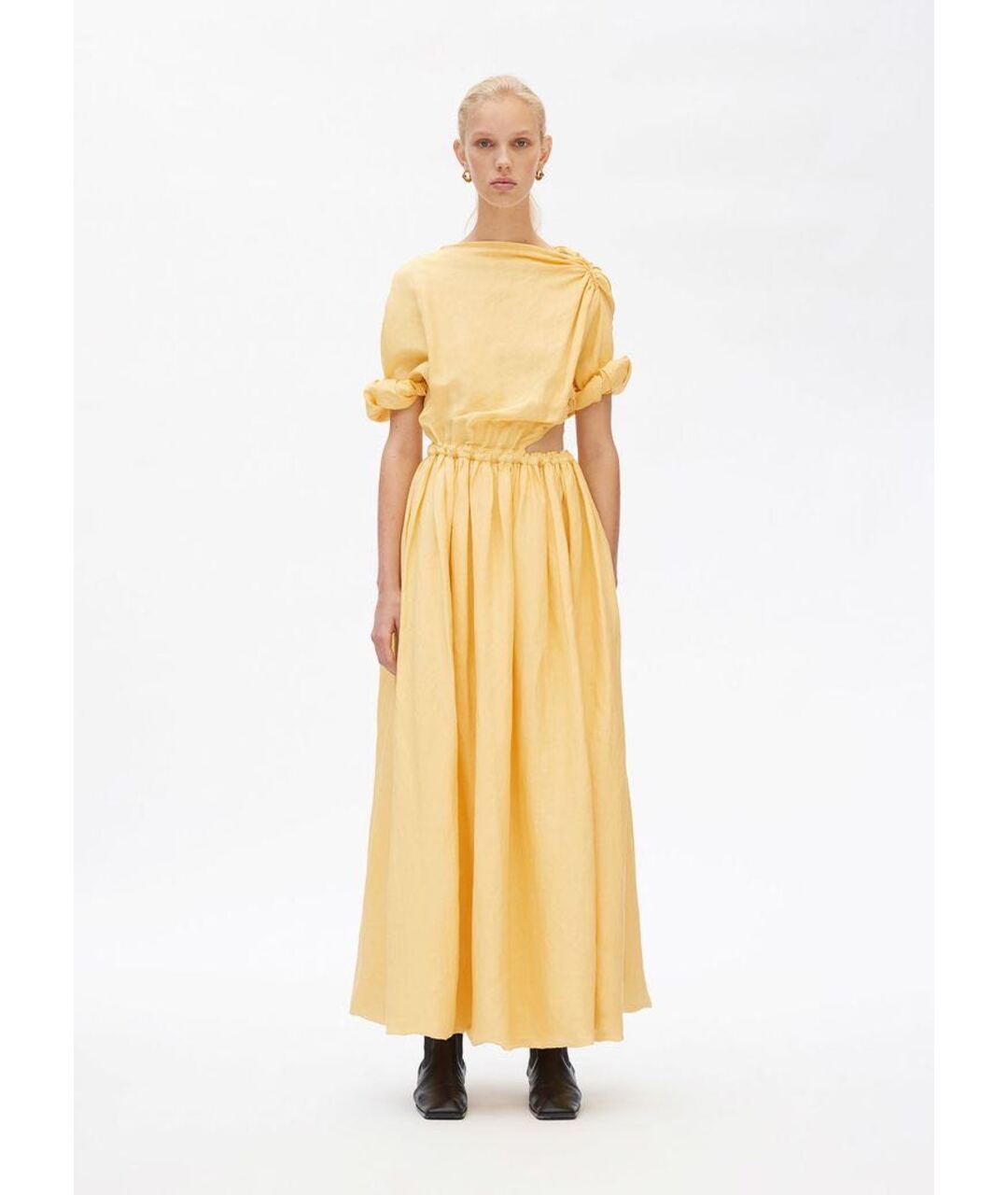 CELINE PRE-OWNED Желтое льняное повседневное платье, фото 7