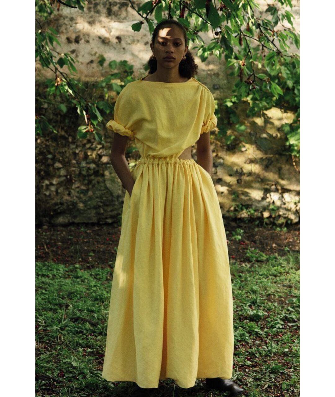 CELINE PRE-OWNED Желтое льняное повседневное платье, фото 6