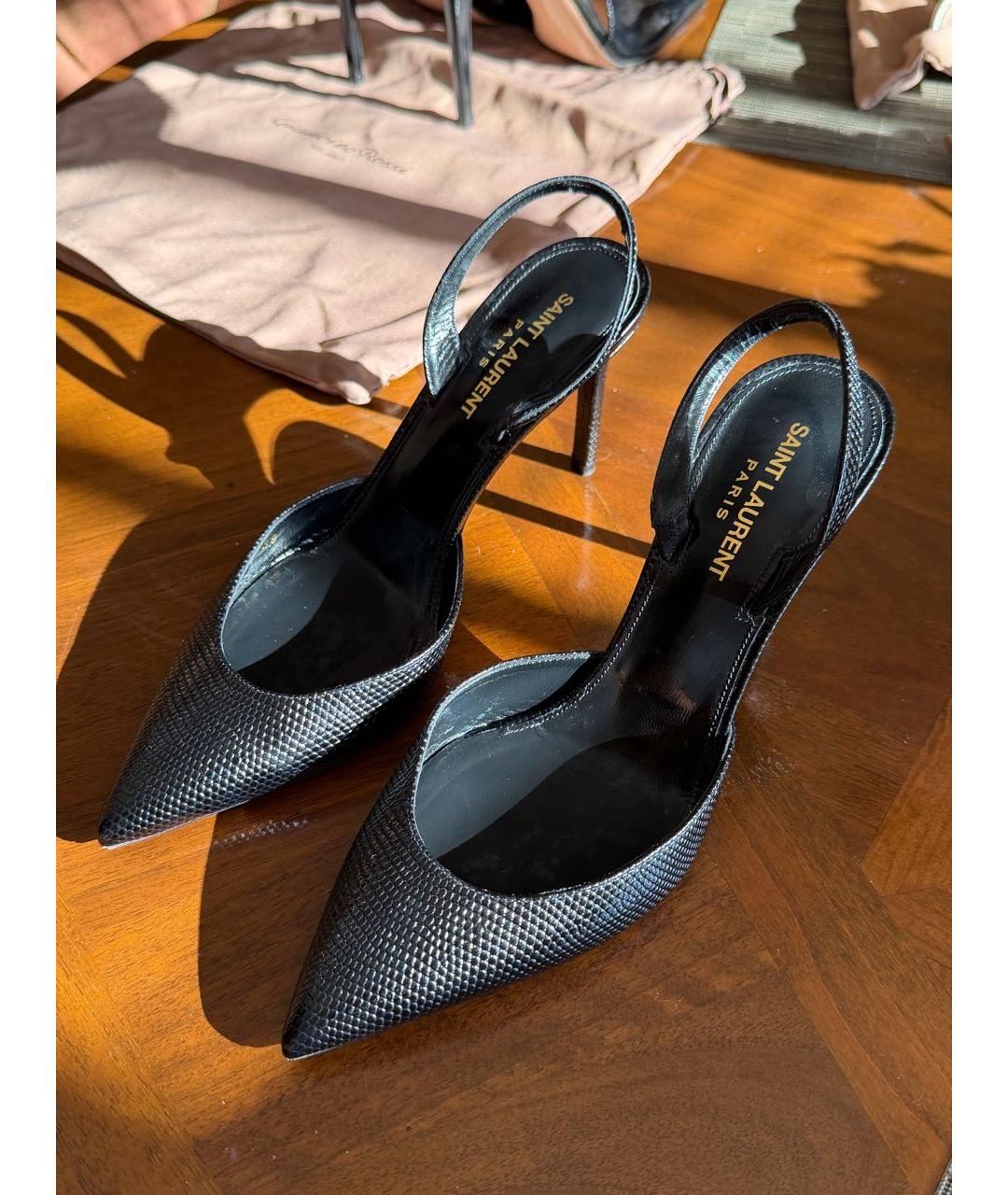 SAINT LAURENT Черные кожаные туфли, фото 3