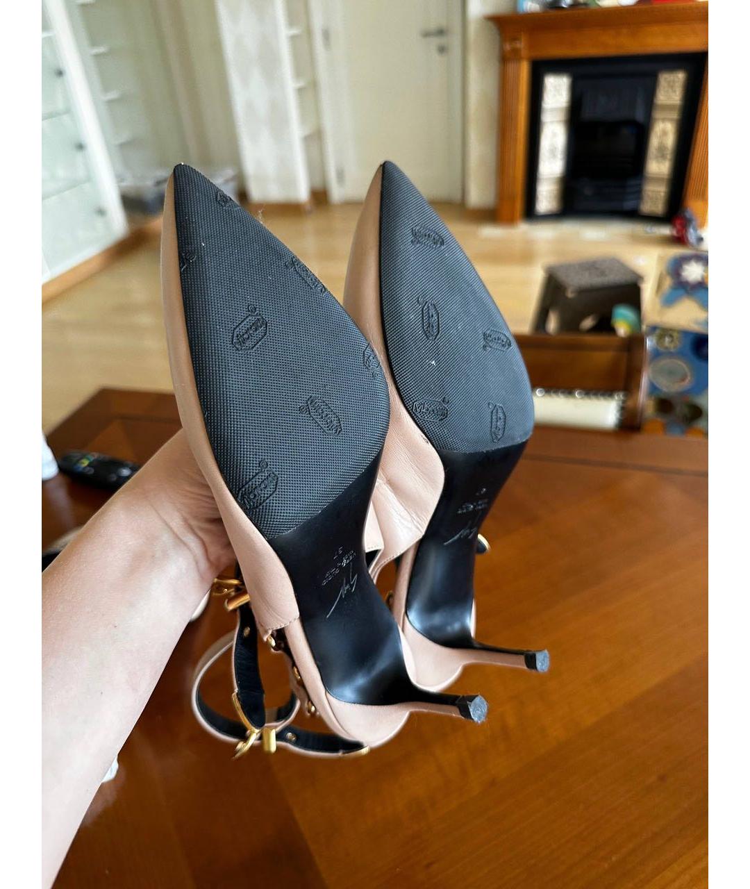 GIUSEPPE ZANOTTI DESIGN Бежевые кожаные туфли, фото 5