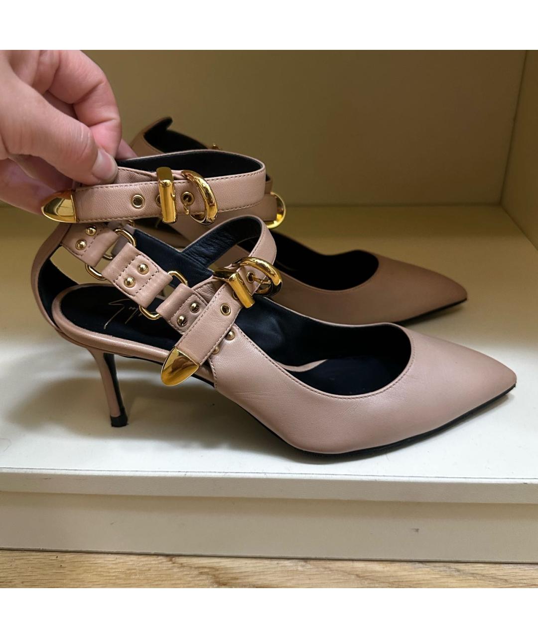 GIUSEPPE ZANOTTI DESIGN Бежевые кожаные туфли, фото 9