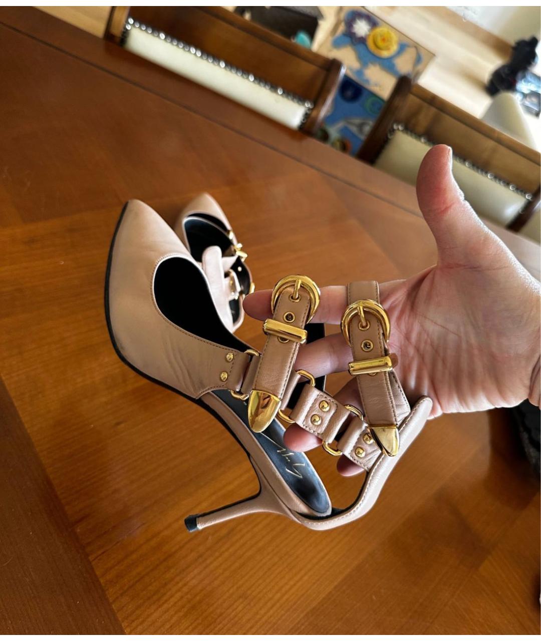 GIUSEPPE ZANOTTI DESIGN Бежевые кожаные туфли, фото 6