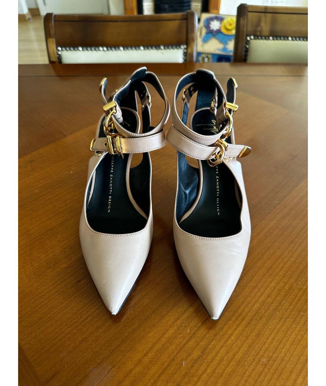 GIUSEPPE ZANOTTI DESIGN Бежевые кожаные туфли, фото 2