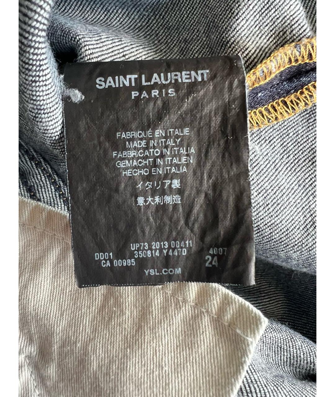 SAINT LAURENT Темно-синие хлопковые джинсы слим, фото 7