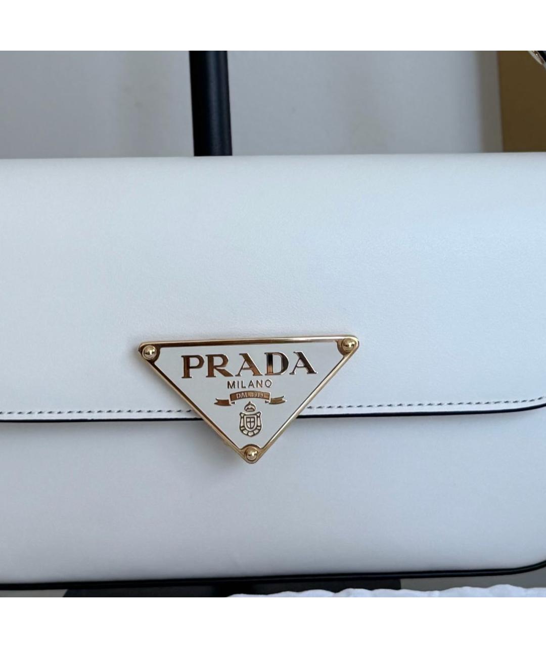 PRADA Белая кожаная сумка через плечо, фото 8
