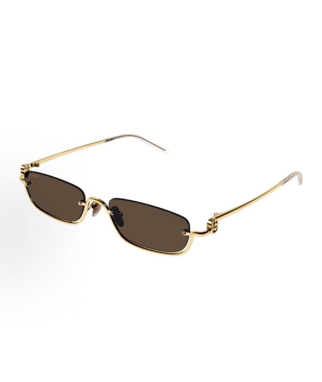 GUCCI Золотые металлические солнцезащитные очки, фото 6