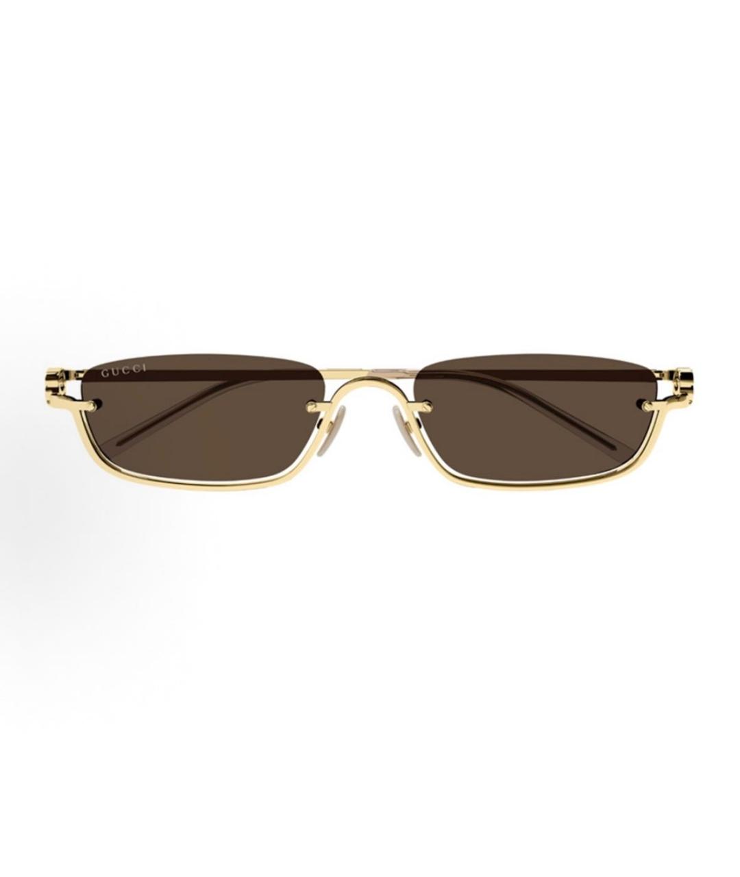 GUCCI Золотые металлические солнцезащитные очки, фото 2