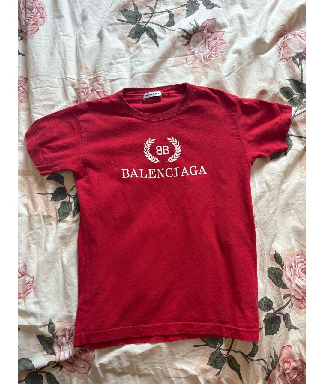 BALENCIAGA Красная хлопковая футболка, фото 6