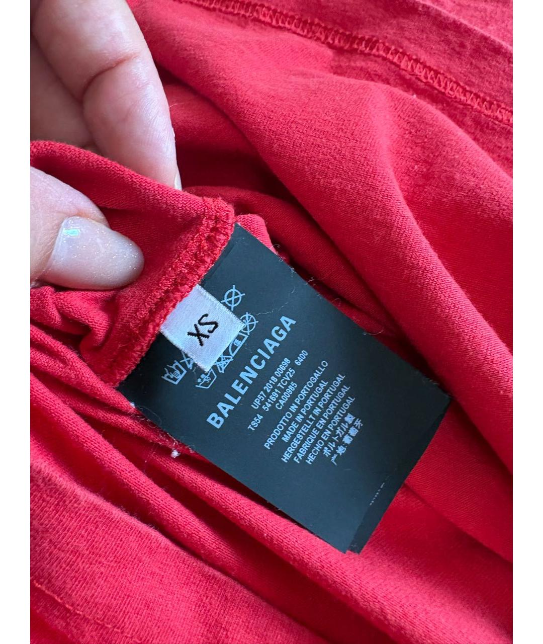 BALENCIAGA Красная хлопковая футболка, фото 5