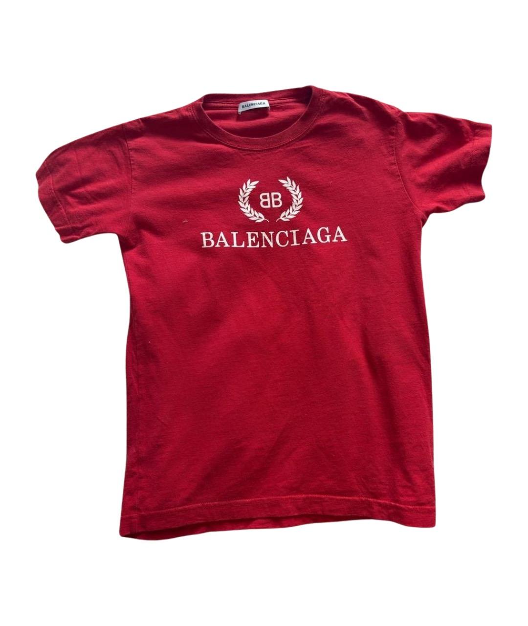 BALENCIAGA Красная хлопковая футболка, фото 1
