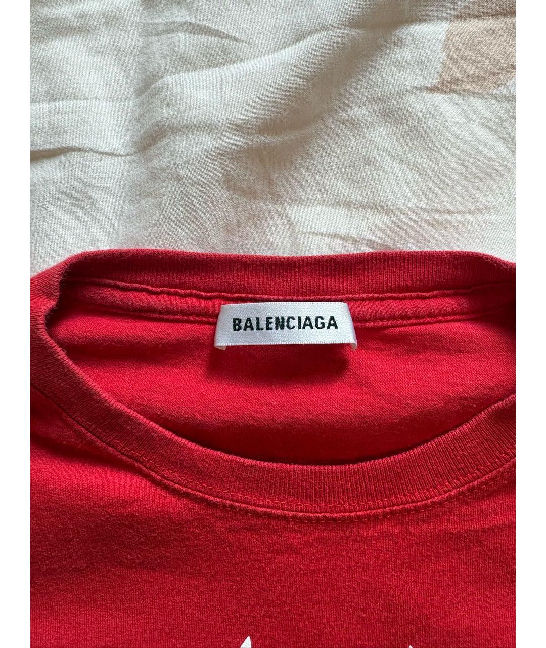 BALENCIAGA Красная хлопковая футболка, фото 3