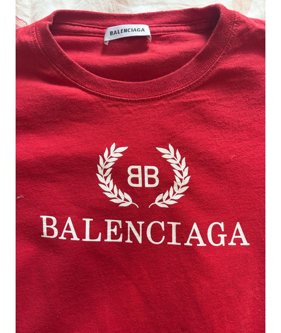 BALENCIAGA Красная хлопковая футболка, фото 4
