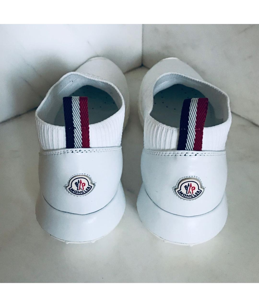 MONCLER Белые кожаные кроссовки, фото 8