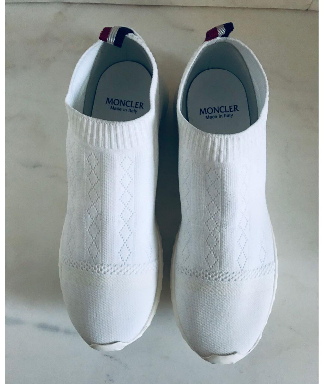 MONCLER Белые кожаные кроссовки, фото 7