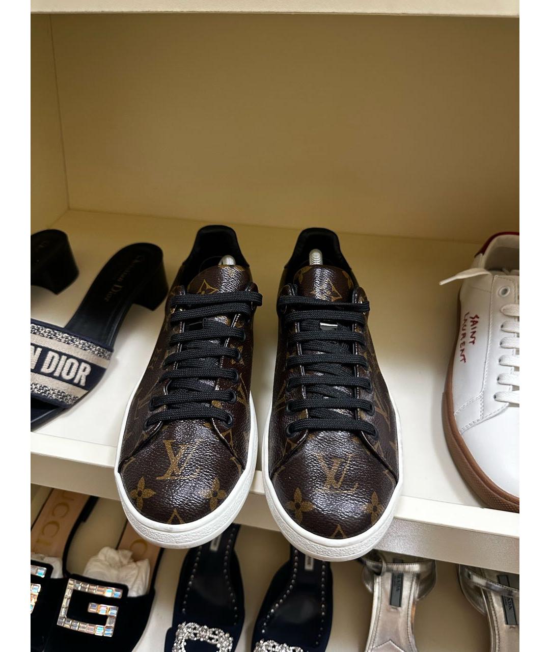 LOUIS VUITTON Коричневые кожаные кеды, фото 2