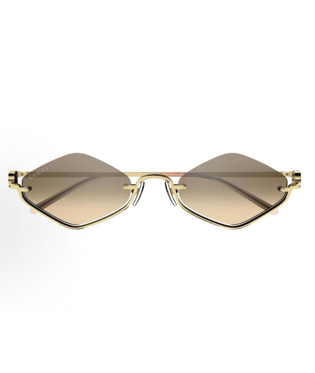 GUCCI Золотые металлические солнцезащитные очки, фото 2