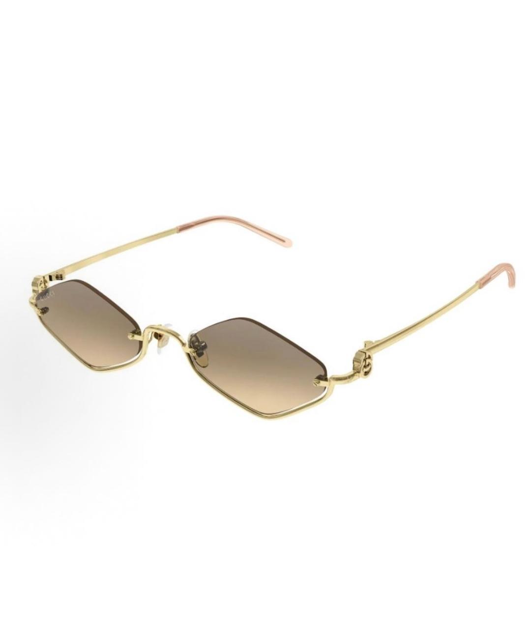 GUCCI Золотые металлические солнцезащитные очки, фото 6