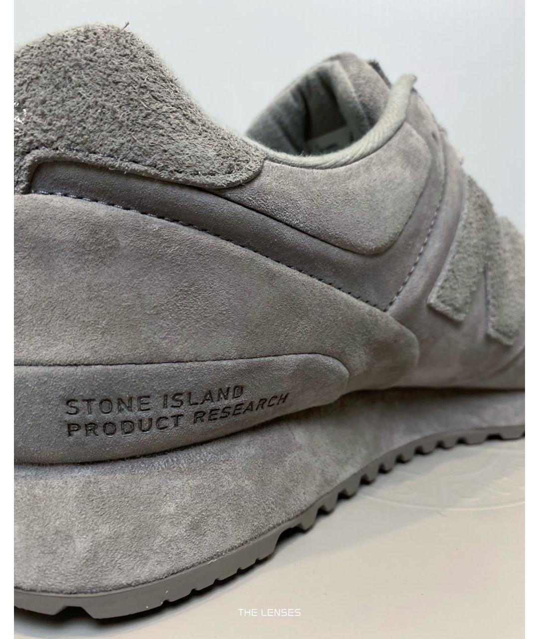 STONE ISLAND Серые замшевые высокие кроссовки / кеды, фото 4