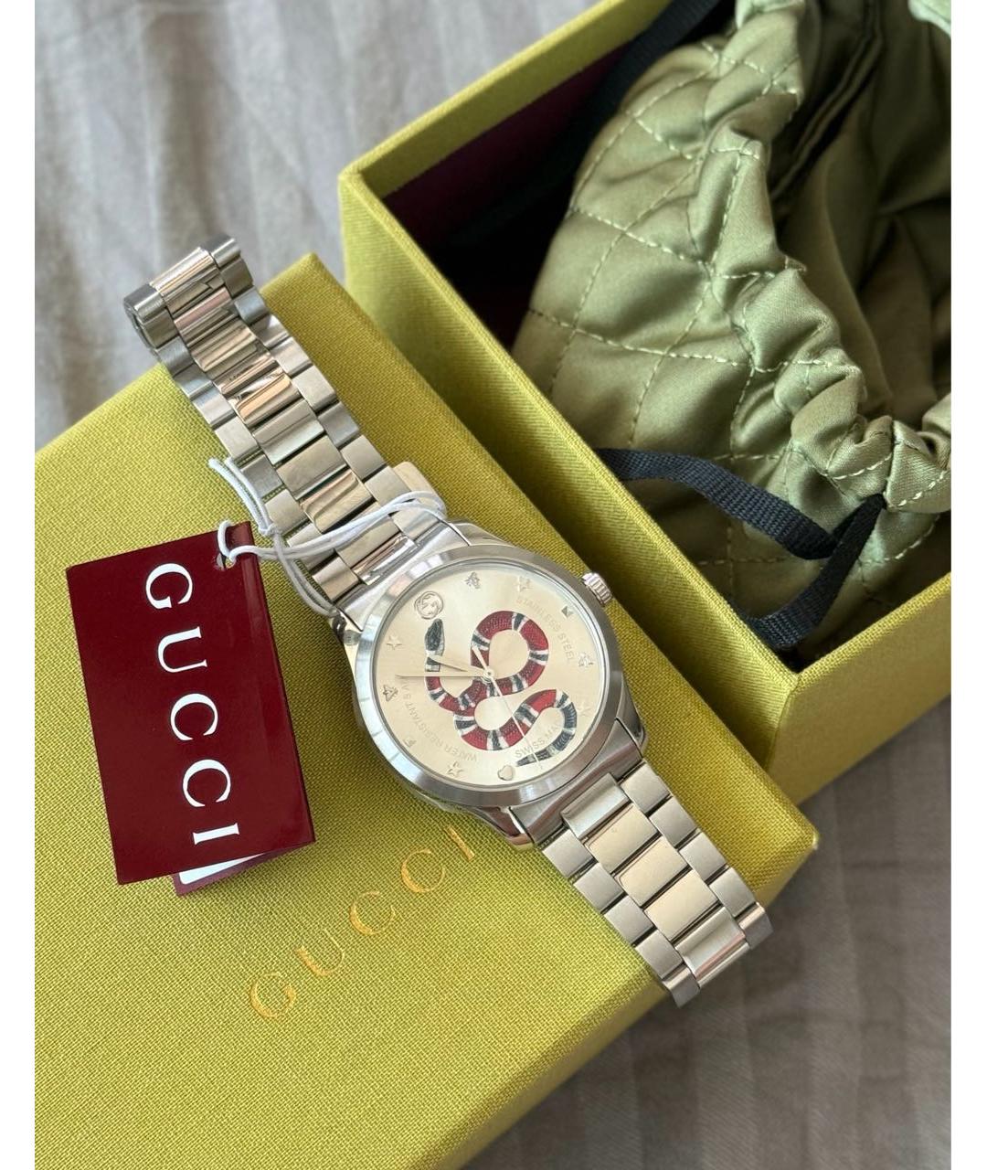 GUCCI Серебряные стальные часы, фото 2