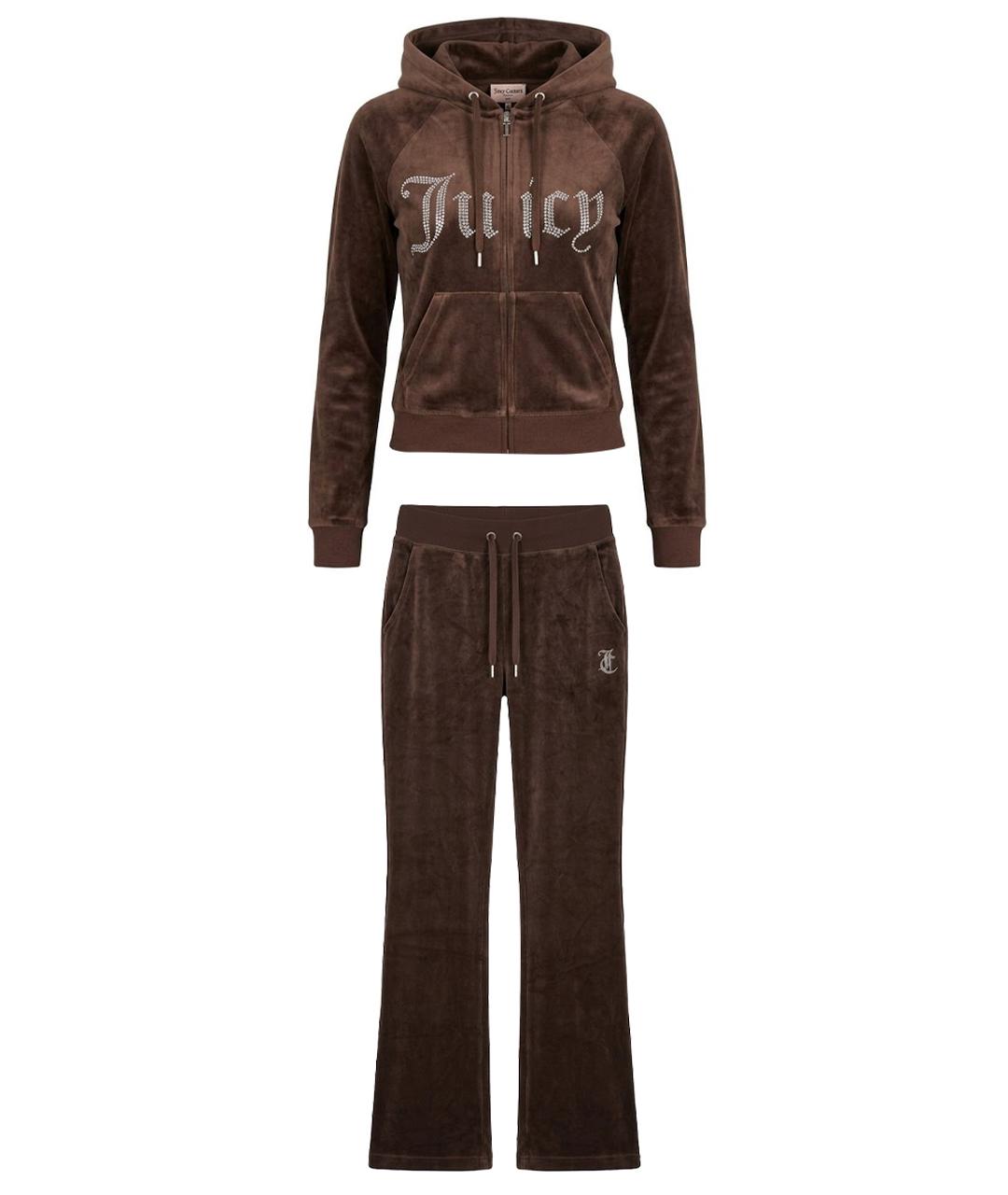 JUICY COUTURE Коричневый велюровый костюм с брюками, фото 1