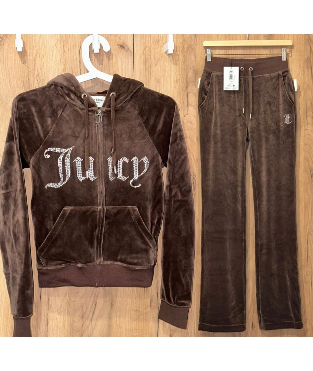 JUICY COUTURE Коричневый велюровый костюм с брюками, фото 8