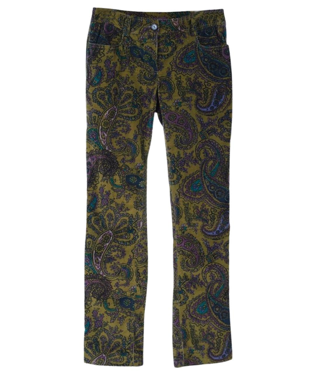 ETRO Хаки хлопковые прямые брюки, фото 1