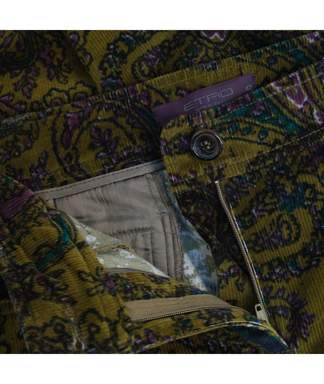 ETRO Хаки хлопковые прямые брюки, фото 4