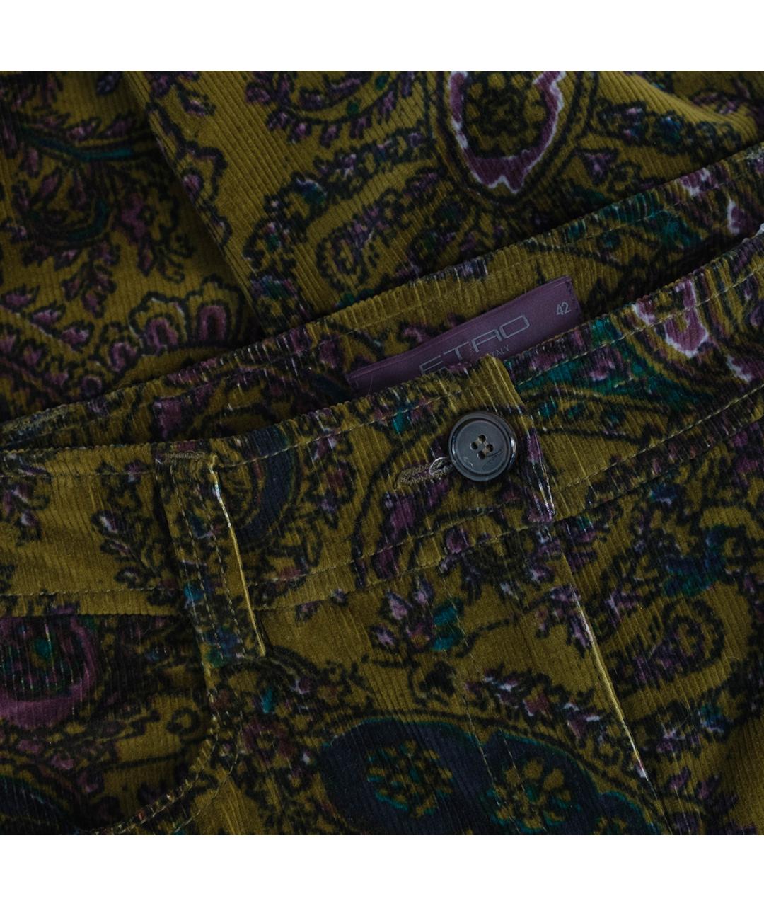 ETRO Хаки хлопковые прямые брюки, фото 3