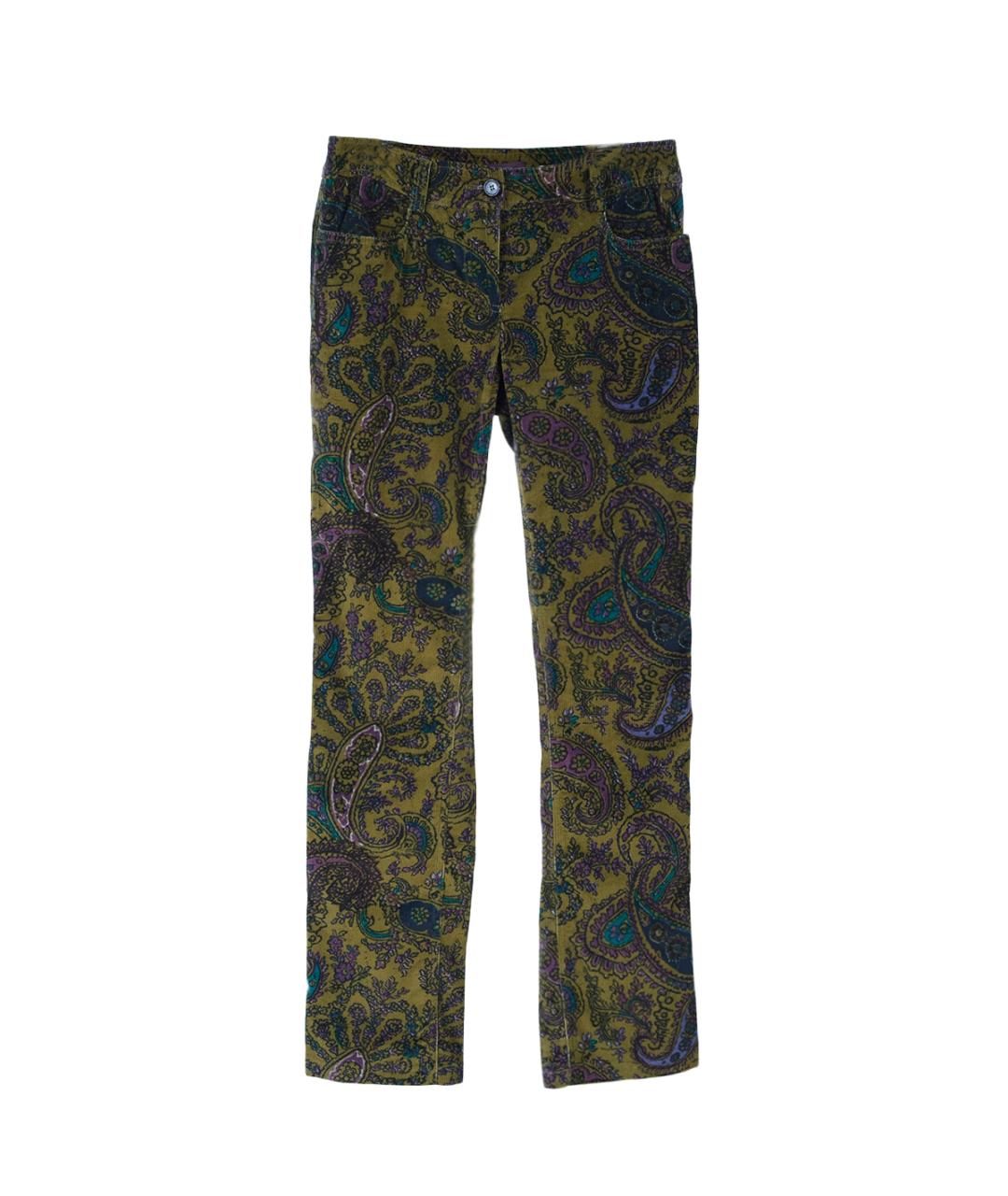 ETRO Хаки хлопковые прямые брюки, фото 6