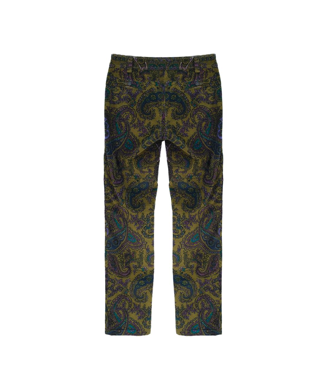 ETRO Хаки хлопковые прямые брюки, фото 2