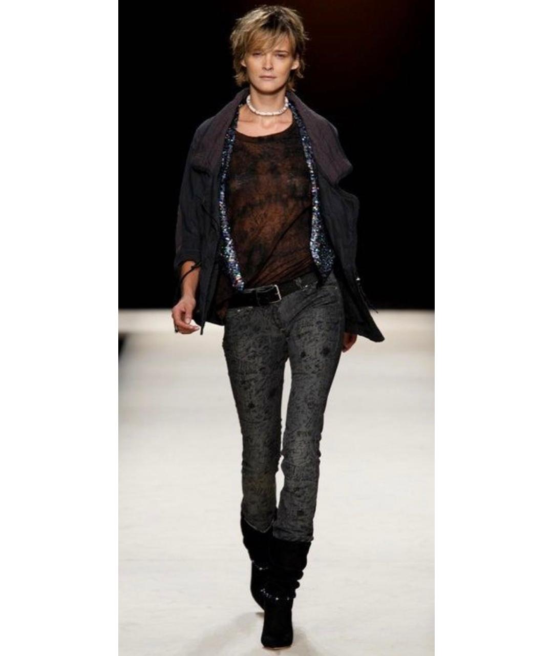 ISABEL MARANT Антрацитовые хлопко-эластановые джинсы слим, фото 4