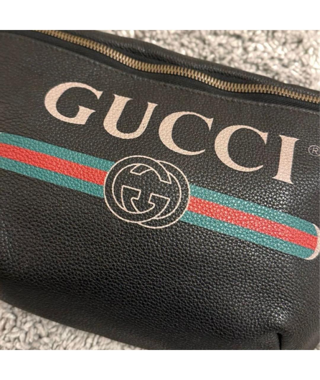 GUCCI Черная кожаная поясная сумка, фото 4