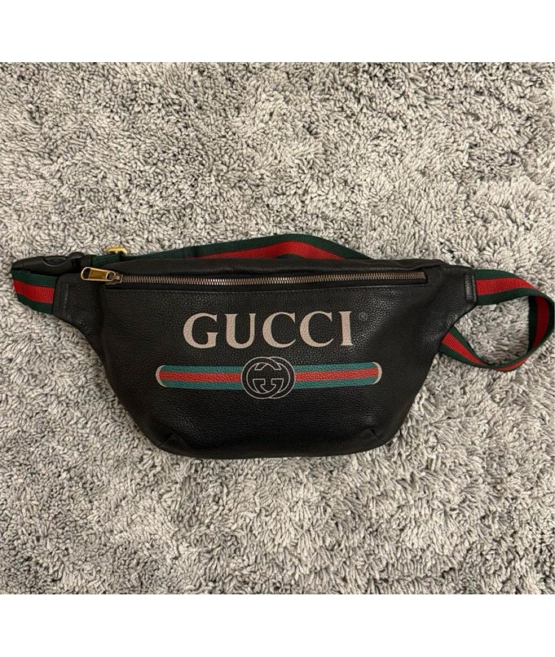 GUCCI Черная кожаная поясная сумка, фото 2