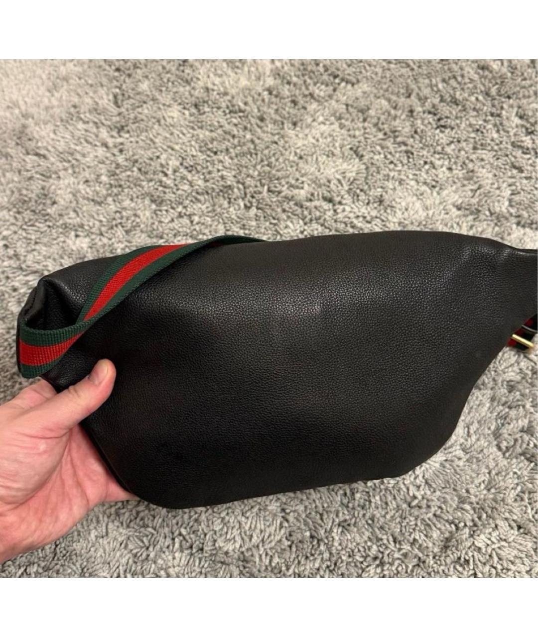 GUCCI Черная кожаная поясная сумка, фото 3