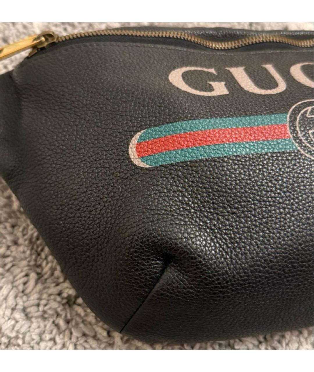GUCCI Черная кожаная поясная сумка, фото 6