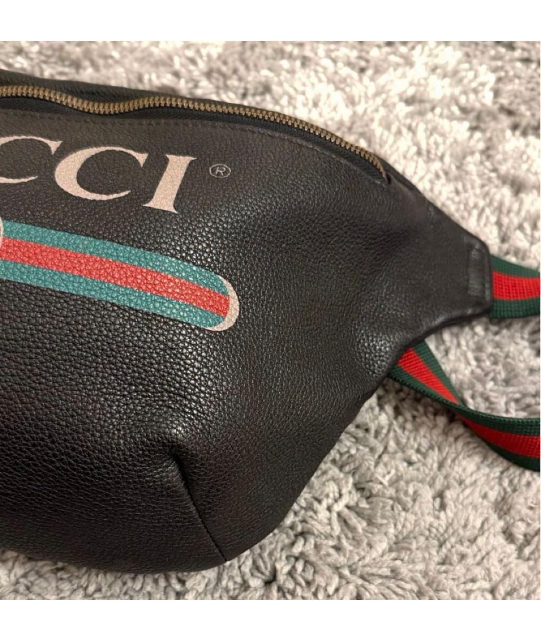 GUCCI Черная кожаная поясная сумка, фото 7