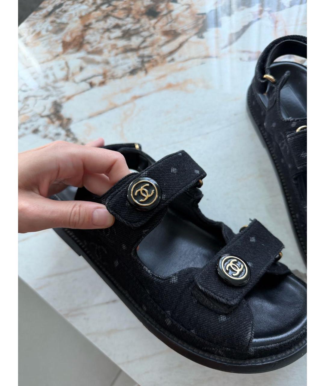 CHANEL Черные сандалии, фото 6