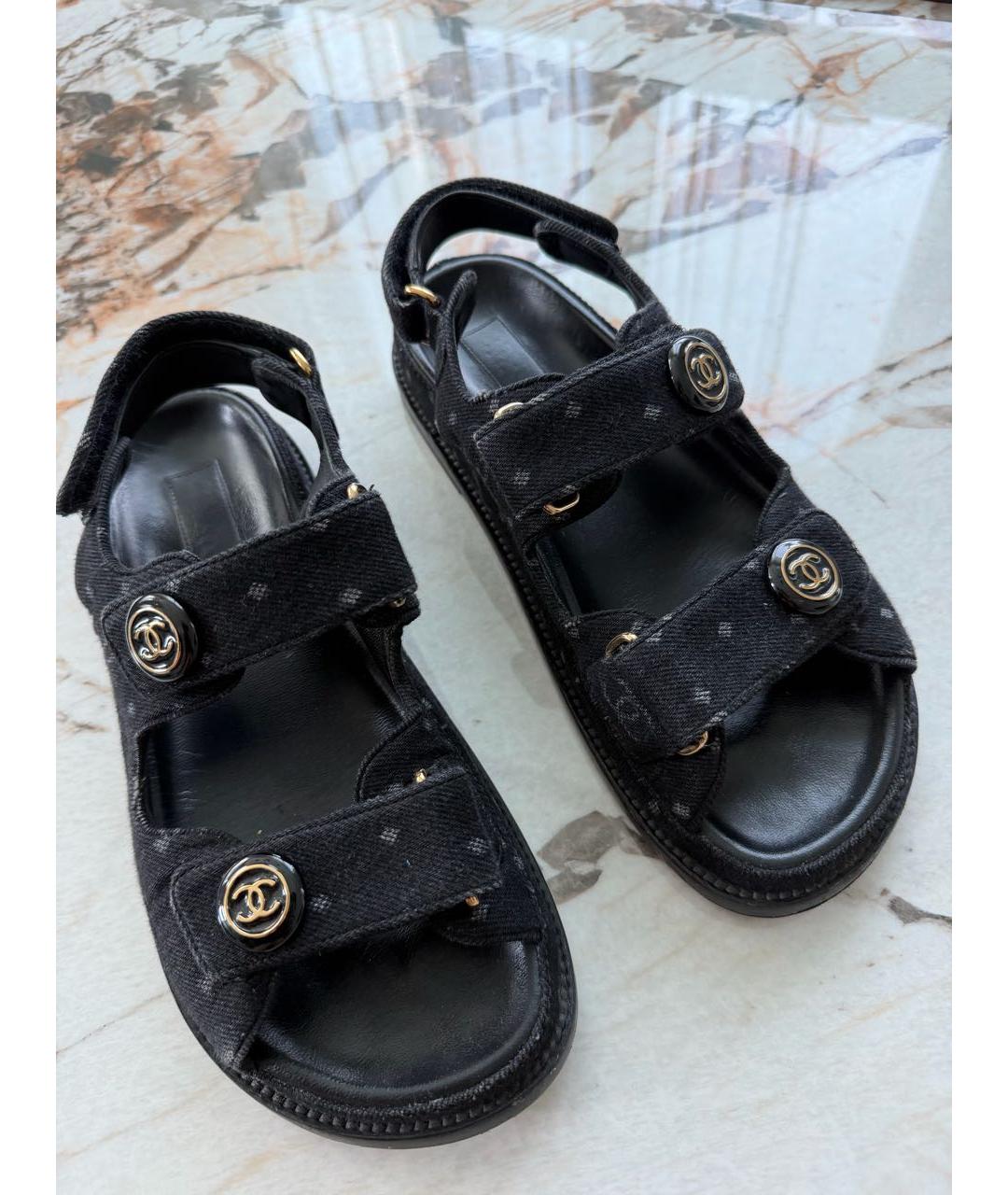 CHANEL Черные сандалии, фото 5