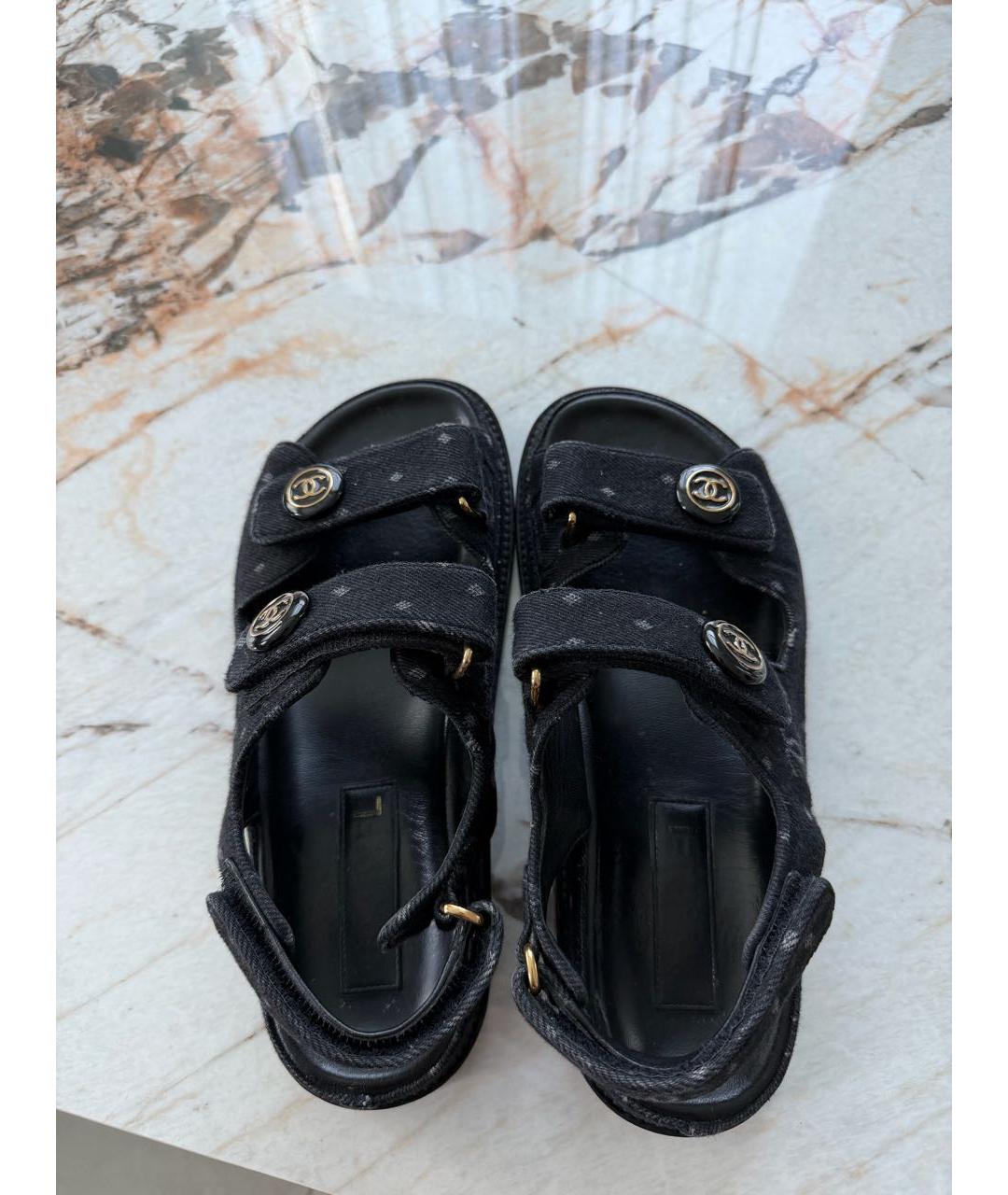 CHANEL Черные сандалии, фото 3