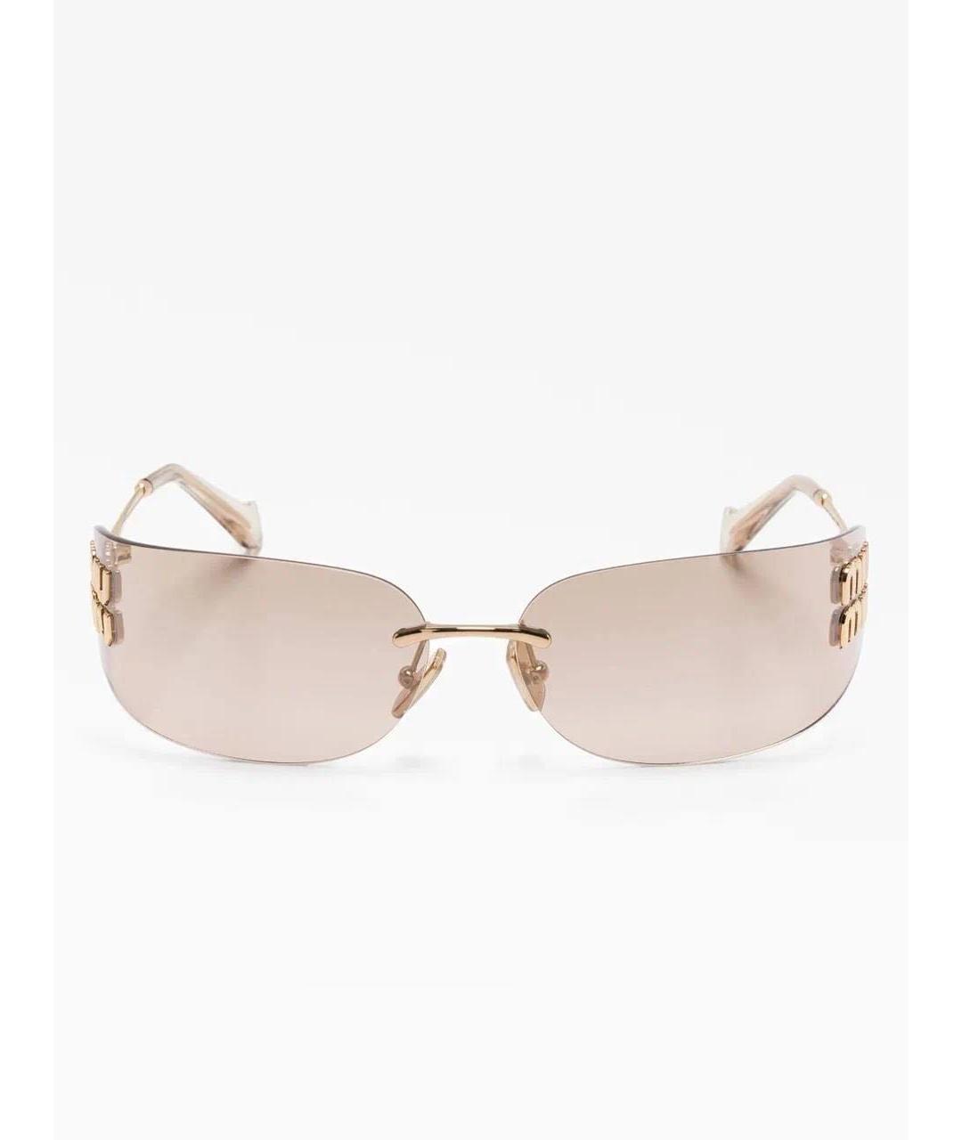 MIU MIU Золотые металлические солнцезащитные очки, фото 2