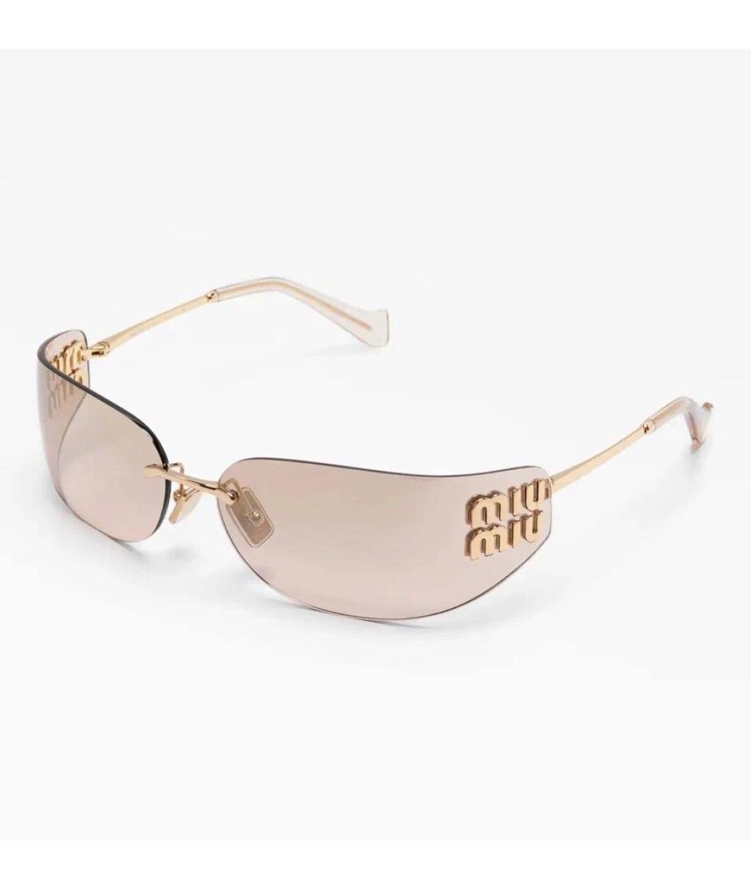 MIU MIU Золотые металлические солнцезащитные очки, фото 9