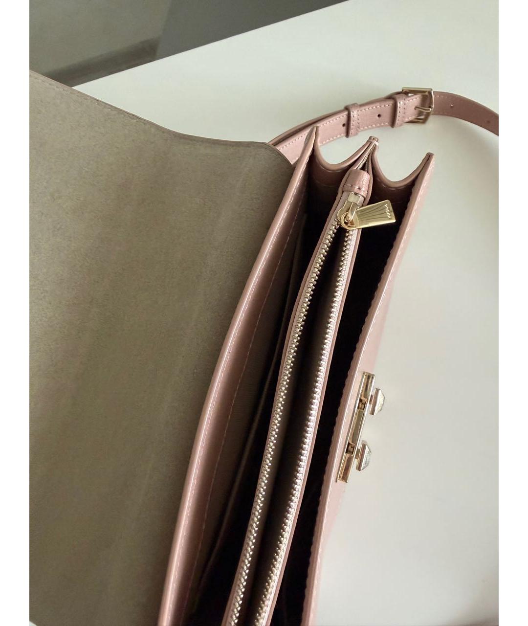 FURLA Розовая кожаная сумка с короткими ручками, фото 4