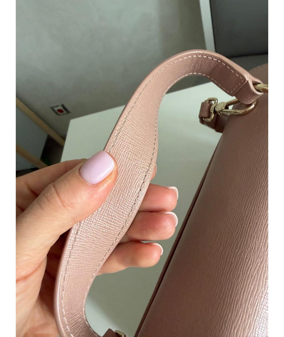 FURLA Розовая кожаная сумка с короткими ручками, фото 5