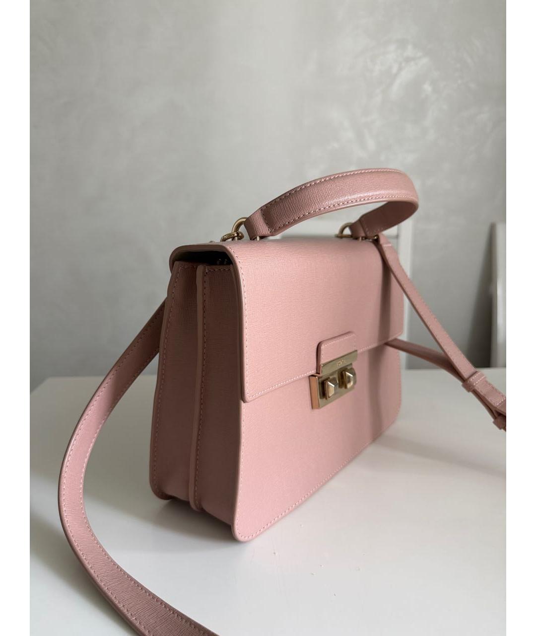 FURLA Розовая кожаная сумка с короткими ручками, фото 2