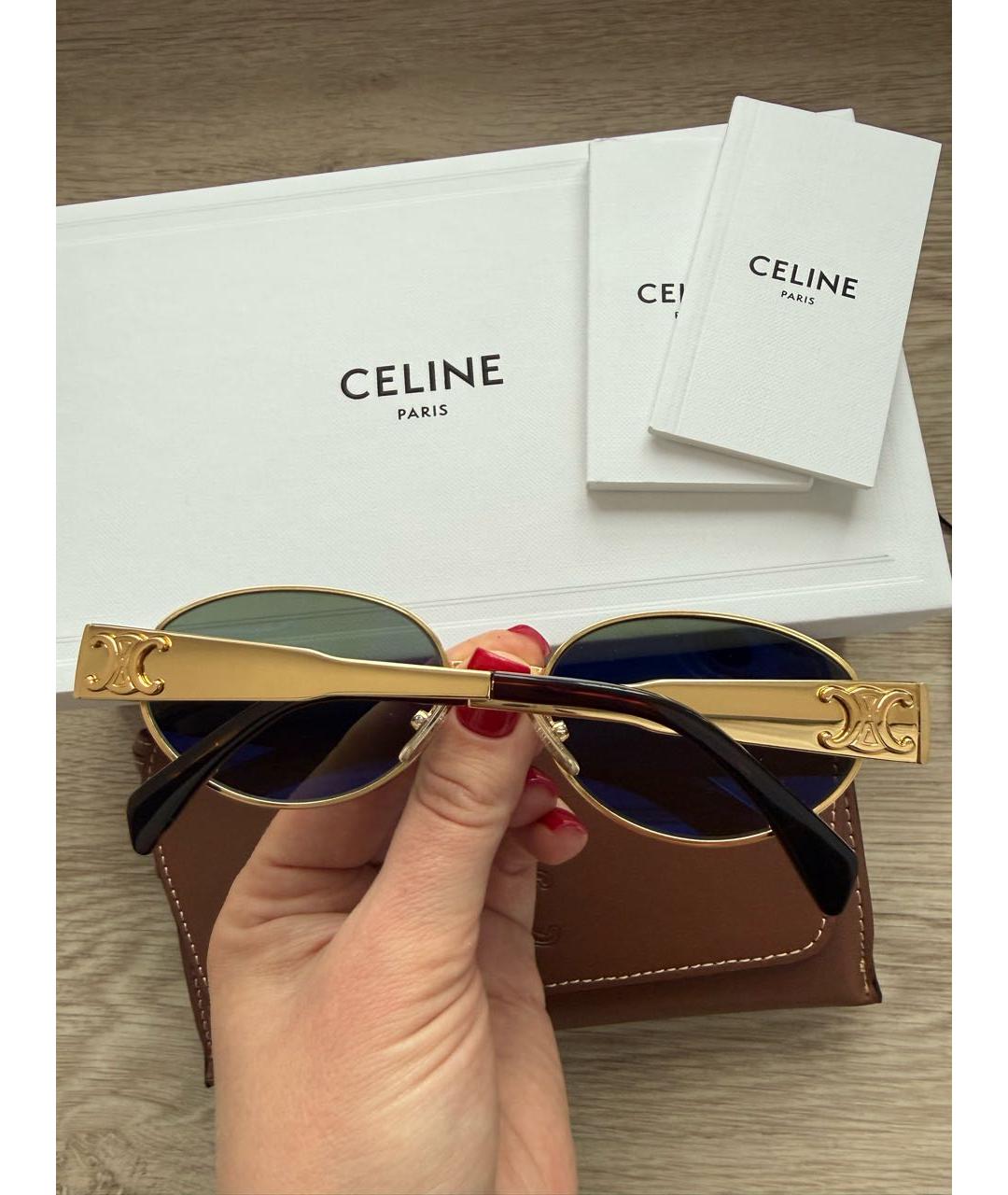 CELINE Золотые металлические солнцезащитные очки, фото 5