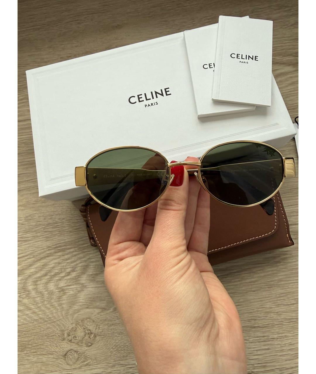 CELINE Золотые металлические солнцезащитные очки, фото 4