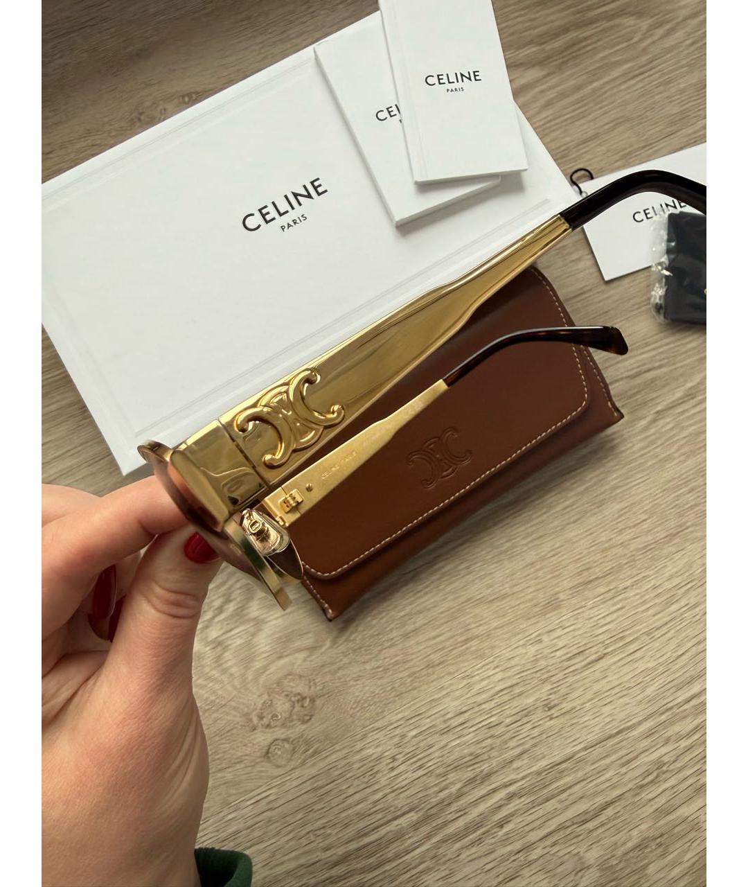 CELINE Золотые металлические солнцезащитные очки, фото 6